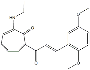 2-[3-(2,5-dimethoxyphenyl)acryloyl]-7-(ethylamino)-2,4,6-cycloheptatrien-1-one Struktur