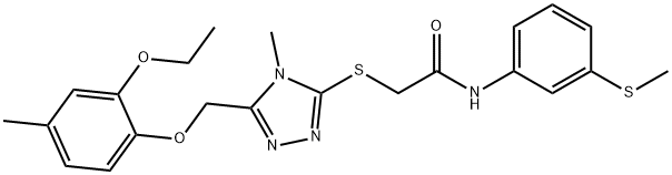 2-({5-[(2-ethoxy-4-methylphenoxy)methyl]-4-methyl-4H-1,2,4-triazol-3-yl}sulfanyl)-N-[3-(methylsulfanyl)phenyl]acetamide Struktur