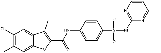 5-chloro-3,6-dimethyl-N-(4-{[(4-methyl-2-pyrimidinyl)amino]sulfonyl}phenyl)-1-benzofuran-2-carboxamide Struktur