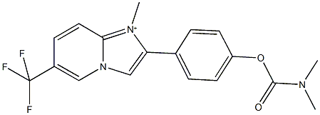 4-[1-methyl-6-(trifluoromethyl)imidazo[1,2-a]pyridin-1-ium-2-yl]phenyl dimethylcarbamate Struktur