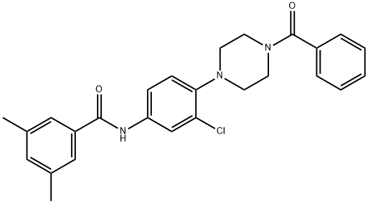 N-[4-(4-benzoyl-1-piperazinyl)-3-chlorophenyl]-3,5-dimethylbenzamide Struktur