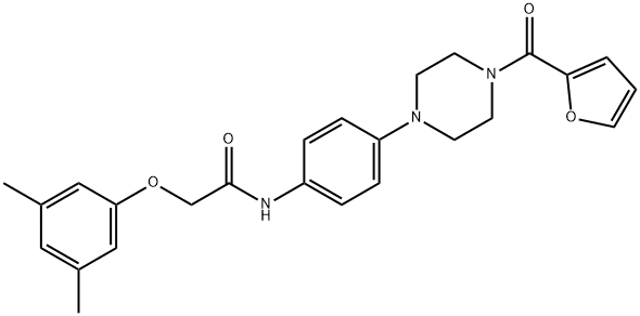 2-(3,5-dimethylphenoxy)-N-{4-[4-(2-furoyl)-1-piperazinyl]phenyl}acetamide Struktur