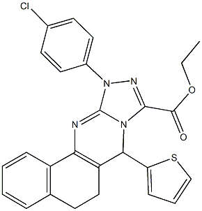 ethyl 11-(4-chlorophenyl)-7-(2-thienyl)-5,6,7,11-tetrahydrobenzo[h][1,2,4]triazolo[3,4-b]quinazoline-9-carboxylate Struktur