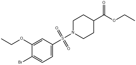 ethyl 1-[(4-bromo-3-ethoxyphenyl)sulfonyl]-4-piperidinecarboxylate Struktur