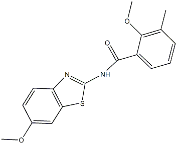2-methoxy-N-(6-methoxy-1,3-benzothiazol-2-yl)-3-methylbenzamide Struktur