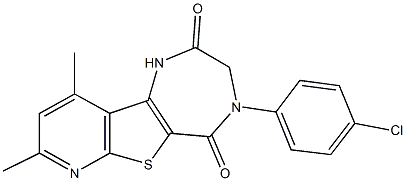 4-(4-chlorophenyl)-8,10-dimethyl-3,4-dihydro-1H-pyrido[3',2':4,5]thieno[3,2-e][1,4]diazepine-2,5-dione Struktur