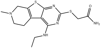 2-{[4-(ethylamino)-7-methyl-5,6,7,8-tetrahydropyrido[4',3':4,5]thieno[2,3-d]pyrimidin-2-yl]sulfanyl}acetamide Struktur