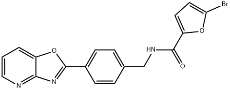 5-bromo-N-(4-[1,3]oxazolo[4,5-b]pyridin-2-ylbenzyl)-2-furamide Struktur