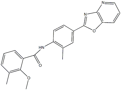 2-methoxy-3-methyl-N-(2-methyl-4-[1,3]oxazolo[4,5-b]pyridin-2-ylphenyl)benzamide Struktur