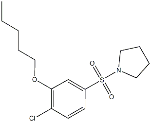 2-chloro-5-(1-pyrrolidinylsulfonyl)phenyl pentyl ether Struktur