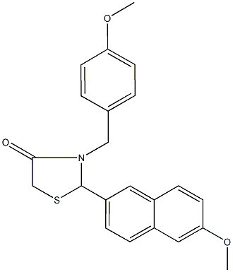 3-(4-methoxybenzyl)-2-(6-methoxy-2-naphthyl)-1,3-thiazolidin-4-one Struktur