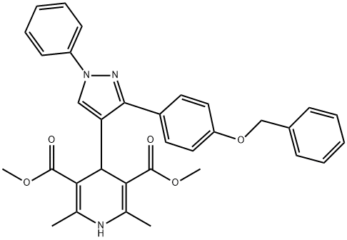 dimethyl 4-{3-[4-(benzyloxy)phenyl]-1-phenyl-1H-pyrazol-4-yl}-2,6-dimethyl-1,4-dihydropyridine-3,5-dicarboxylate Structure