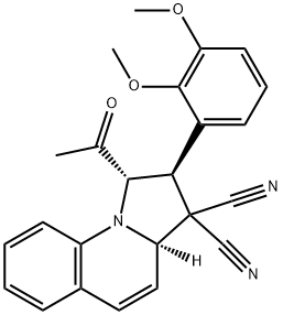 1-acetyl-2-(2,3-dimethoxyphenyl)-1,2-dihydropyrrolo[1,2-a]quinoline-3,3(3aH)-dicarbonitrile Struktur