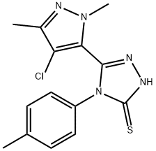 5-(4-chloro-1,3-dimethyl-1H-pyrazol-5-yl)-4-(4-methylphenyl)-4H-1,2,4-triazole-3-thiol Struktur