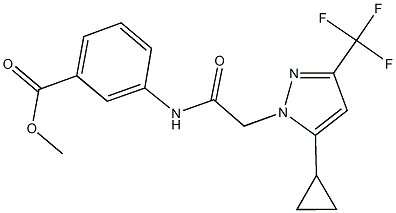 methyl 3-({[5-cyclopropyl-3-(trifluoromethyl)-1H-pyrazol-1-yl]acetyl}amino)benzoate Struktur