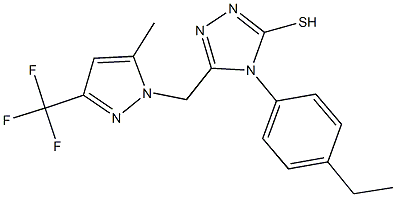 4-(4-ethylphenyl)-5-{[5-methyl-3-(trifluoromethyl)-1H-pyrazol-1-yl]methyl}-4H-1,2,4-triazol-3-yl hydrosulfide Struktur