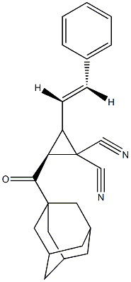 2-(1-adamantylcarbonyl)-3-(2-phenylvinyl)-1,1-cyclopropanedicarbonitrile Struktur