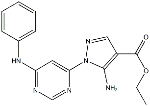 ethyl 5-amino-1-(6-anilino-4-pyrimidinyl)-1H-pyrazole-4-carboxylate Struktur