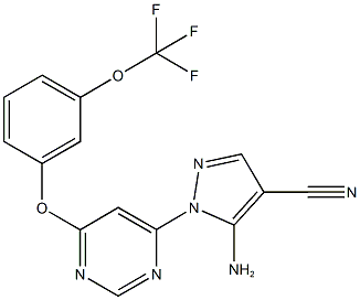 5-amino-1-{6-[3-(trifluoromethoxy)phenoxy]-4-pyrimidinyl}-1H-pyrazole-4-carbonitrile Struktur