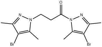 4-bromo-1-[3-(4-bromo-3,5-dimethyl-1H-pyrazol-1-yl)propanoyl]-3,5-dimethyl-1H-pyrazole Struktur