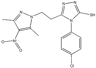 4-(4-chlorophenyl)-3-(2-{4-nitro-3,5-dimethyl-1H-pyrazol-1-yl}ethyl)-5-sulfanyl-4H-1,2,4-triazole Struktur