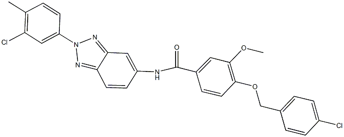 4-[(4-chlorobenzyl)oxy]-N-[2-(3-chloro-4-methylphenyl)-2H-1,2,3-benzotriazol-5-yl]-3-methoxybenzamide Struktur
