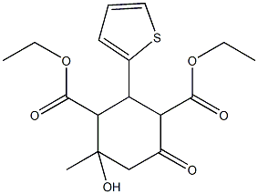 diethyl 4-hydroxy-4-methyl-6-oxo-2-(2-thienyl)-1,3-cyclohexanedicarboxylate Struktur