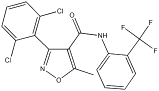 3-(2,6-dichlorophenyl)-5-methyl-N-[2-(trifluoromethyl)phenyl]-4-isoxazolecarboxamide Struktur