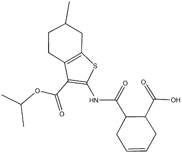 6-({[3-(isopropoxycarbonyl)-6-methyl-4,5,6,7-tetrahydro-1-benzothien-2-yl]amino}carbonyl)-3-cyclohexene-1-carboxylic acid Struktur