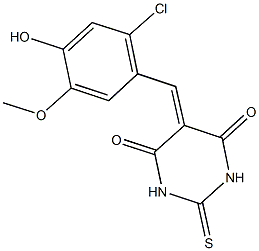5-(2-chloro-4-hydroxy-5-methoxybenzylidene)-2-thioxodihydro-4,6(1H,5H)-pyrimidinedione Struktur