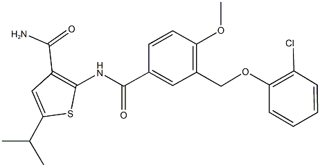 2-({3-[(2-chlorophenoxy)methyl]-4-methoxybenzoyl}amino)-5-isopropyl-3-thiophenecarboxamide Struktur