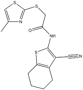 N-(3-cyano-4,5,6,7-tetrahydro-1-benzothien-2-yl)-2-[(4-methyl-1,3-thiazol-2-yl)sulfanyl]acetamide Struktur