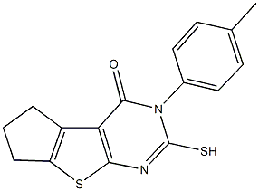3-(4-methylphenyl)-2-sulfanyl-3,5,6,7-tetrahydro-4H-cyclopenta[4,5]thieno[2,3-d]pyrimidin-4-one Struktur