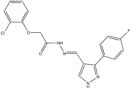 2-(2-chlorophenoxy)-N'-{[3-(4-fluorophenyl)-1H-pyrazol-4-yl]methylene}acetohydrazide Struktur