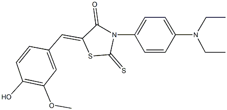 3-[4-(diethylamino)phenyl]-5-(4-hydroxy-3-methoxybenzylidene)-2-thioxo-1,3-thiazolidin-4-one Struktur