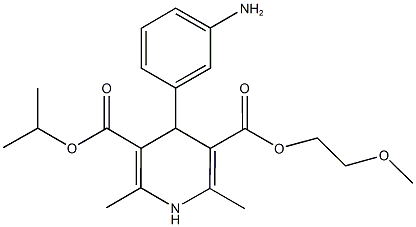 3-isopropyl 5-(2-methoxyethyl) 4-(3-aminophenyl)-2,6-dimethyl-1,4-dihydro-3,5-pyridinedicarboxylate Struktur