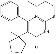 2-(butylsulfanyl)-5,6-dihydrospiro(benzo[h]quinazoline-5,1'-cyclopentane)-4(3H)-one Struktur