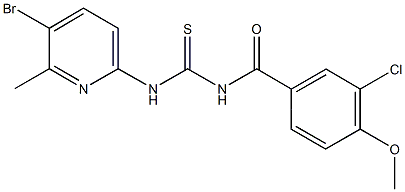 N-(5-bromo-6-methyl-2-pyridinyl)-N'-(3-chloro-4-methoxybenzoyl)thiourea Struktur