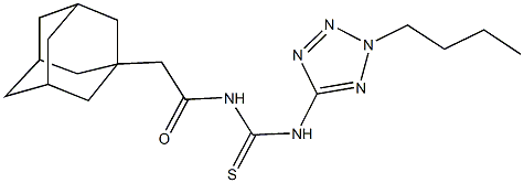 N-(1-adamantylacetyl)-N'-(2-butyl-2H-tetraazol-5-yl)thiourea Struktur