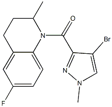 1-[(4-bromo-1-methyl-1H-pyrazol-3-yl)carbonyl]-6-fluoro-2-methyl-1,2,3,4-tetrahydroquinoline Struktur