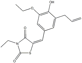 5-(3-allyl-5-ethoxy-4-hydroxybenzylidene)-3-ethyl-1,3-thiazolidine-2,4-dione Struktur