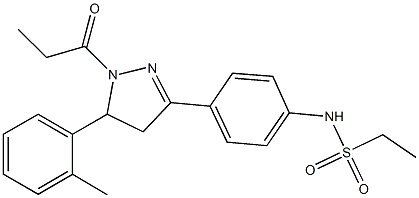 N-{4-[5-(2-methylphenyl)-1-propionyl-4,5-dihydro-1H-pyrazol-3-yl]phenyl}ethanesulfonamide Struktur