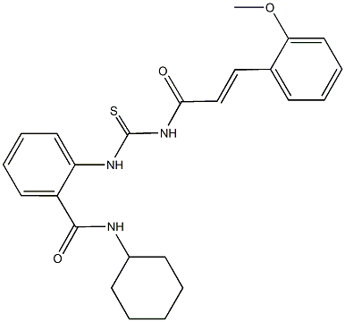 N-cyclohexyl-2-[({[3-(2-methoxyphenyl)acryloyl]amino}carbothioyl)amino]benzamide Struktur