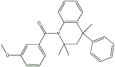 1-(3-methoxybenzoyl)-2,2,4-trimethyl-4-phenyl-1,2,3,4-tetrahydroquinoline Struktur