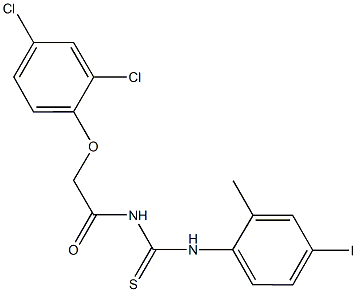 N-[(2,4-dichlorophenoxy)acetyl]-N'-(4-iodo-2-methylphenyl)thiourea Struktur