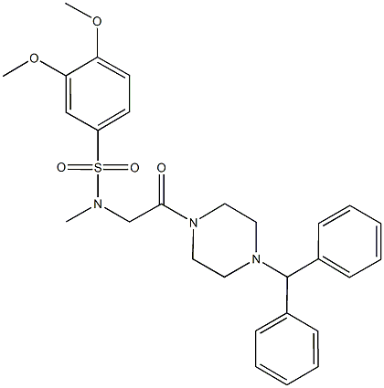 N-[2-(4-benzhydryl-1-piperazinyl)-2-oxoethyl]-3,4-dimethoxy-N-methylbenzenesulfonamide Struktur