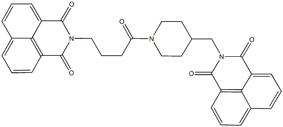2-({1-[4-(1,3-dioxo-1H-benzo[de]isoquinolin-2(3H)-yl)butanoyl]-4-piperidinyl}methyl)-1H-benzo[de]isoquinoline-1,3(2H)-dione Struktur