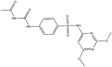 4-{[(acetylamino)carbothioyl]amino}-N-(2,6-dimethoxy-4-pyrimidinyl)benzenesulfonamide Struktur