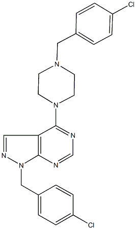1-(4-chlorobenzyl)-4-[4-(4-chlorobenzyl)-1-piperazinyl]-1H-pyrazolo[3,4-d]pyrimidine Struktur