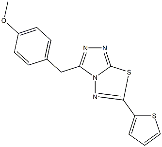 methyl 4-{[6-(2-thienyl)[1,2,4]triazolo[3,4-b][1,3,4]thiadiazol-3-yl]methyl}phenyl ether Struktur